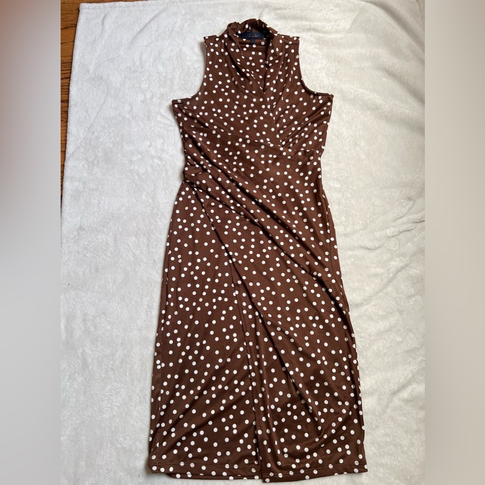 Brown polka dot dress xs